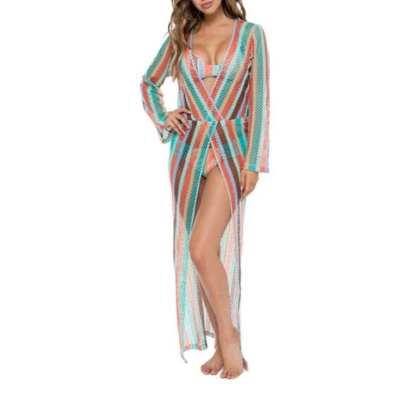 LULI FAMA La Gloria Cubana Swim Dress Maxi Coverup Women's Sz M  Resort Wear NWT - Picture 2 of 16